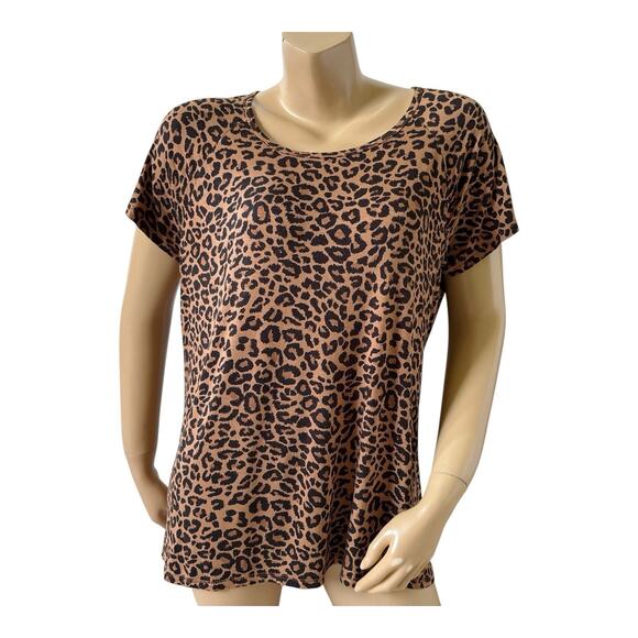 TIME AND TRU Womens Size Large Animal Print Short Sleeve Scoop Neck T Shirt - Picture 1 of 7